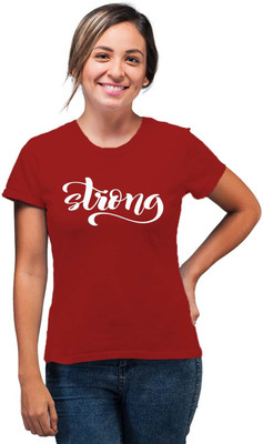 SmarTee Street Typography Women Round Neck Red T-Shirt