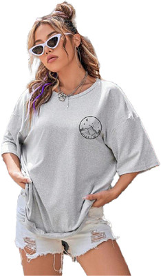 The Modern Soul Printed Women Round Neck Grey T-Shirt