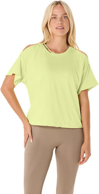 Asics Solid Women Round Neck Yellow T-Shirt