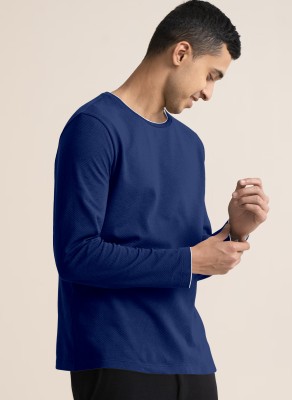 METRONAUT Solid Men Round Neck Dark Blue T-Shirt