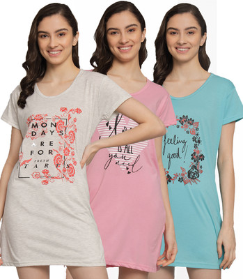 Fit N Fame Printed Women Round Neck Multicolor T-Shirt