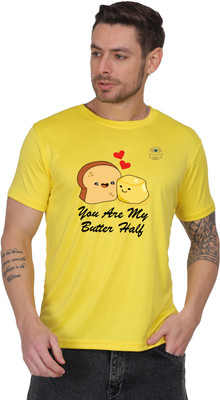 SOLBLOOMS Graphic Print Men Round Neck Yellow T-Shirt