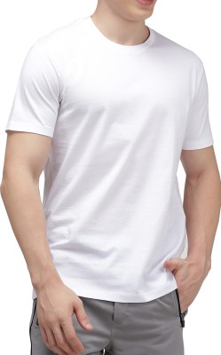 Sporto Solid Men Round Neck White T-Shirt