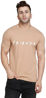 SLOWLORIS Typography Men Round Neck Beige T-Shirt