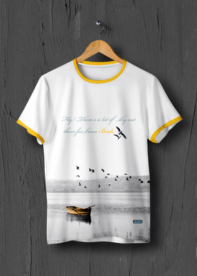 HouseOfCommon Printed Men Round Neck White T-Shirt