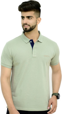3BROS Solid Men Polo Neck Green T-Shirt