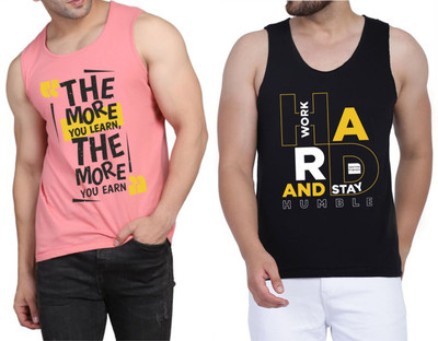 WOOSTRO Printed Men Scoop Neck Pink, Black T-Shirt