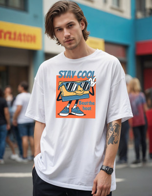 Smartees Printed Men Round Neck White T-Shirt