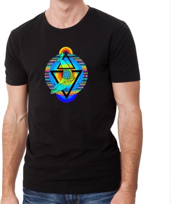 Hippie Shippie Printed Men Round Neck Black T-Shirt