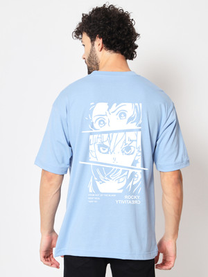 IMSA MODA Printed, Typography Men Round Neck Light Blue T-Shirt