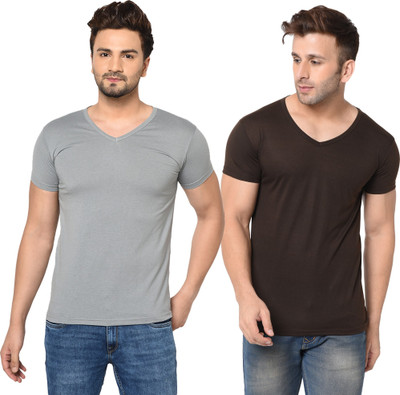 Adorbs Trend Solid Men V Neck Multicolor T-Shirt