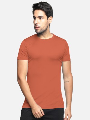 Bullmer Solid Men Round Neck Orange T-Shirt