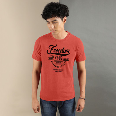 FTX Typography, Printed Men Round Neck Red T-Shirt