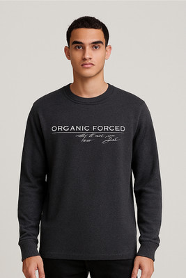 SAND PIPER Typography Men Round Neck Grey T-Shirt