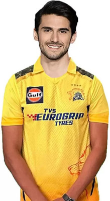 YUTU Printed, Typography Men Polo Neck Yellow T-Shirt