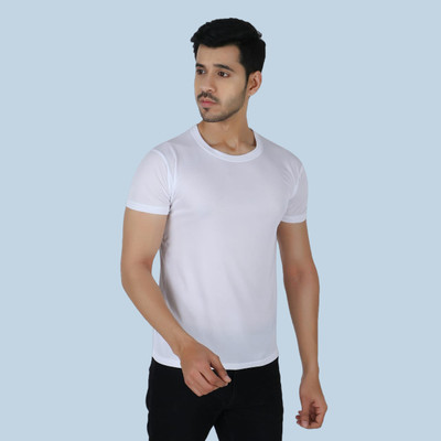 Newsingh Solid Men Round Neck White T-Shirt