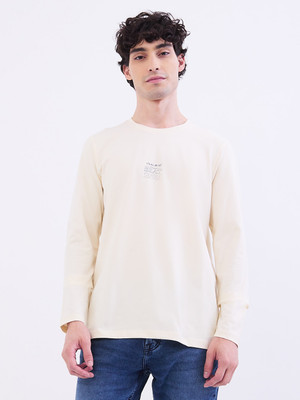 Spykar Printed Men Round Neck White T-Shirt