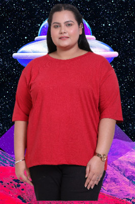 The Unicharm Solid Women Round Neck Maroon T-Shirt