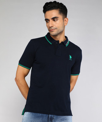 U.S. POLO ASSN. Solid Men Polo Neck Blue T-Shirt