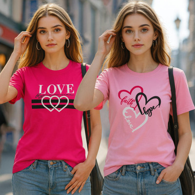 Fabflee Printed Women Round Neck Multicolor T-Shirt