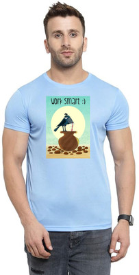 LuvCare Printed Men Round Neck Blue T-Shirt