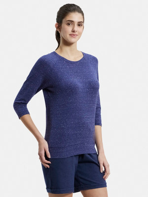 JOCKEY Solid Women Round Neck Blue T-Shirt