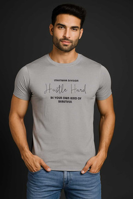 cool berg Printed, Typography Men Round Neck Grey T-Shirt