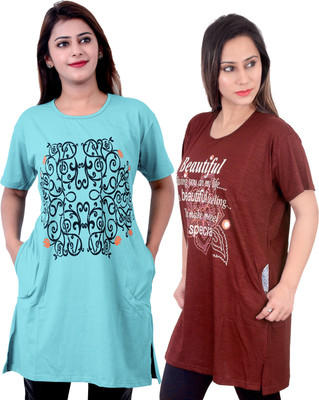 DG Star Printed Women Round Neck Multicolor T-Shirt