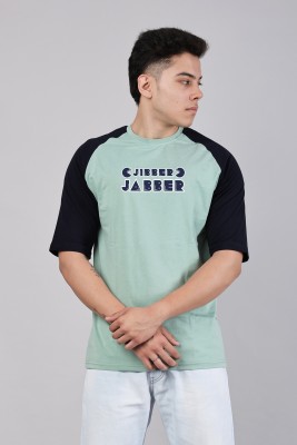 jibber jabber Typography Men Round Neck Light Green T-Shirt