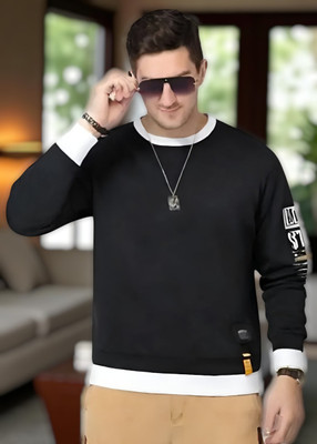 Autna Printed Men Round Neck Black T-Shirt