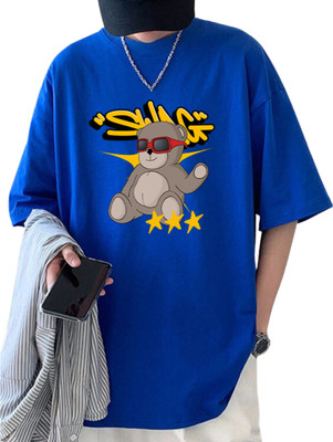 Cool Plus Printed, Typography Men Round Neck Blue T-Shirt