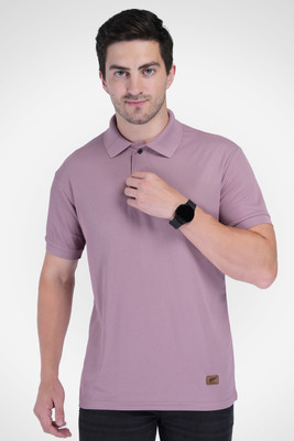 Polo Plus Solid Men Polo Neck Pink T-Shirt