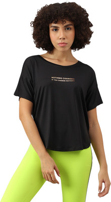 MKH Graphic Print Women Crew Neck Black T-Shirt