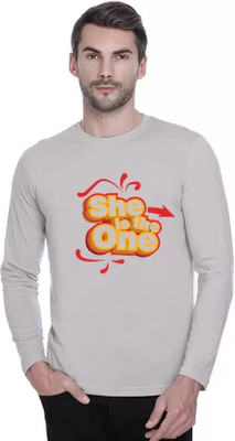 LV CARE Printed Men Round Neck Grey T-Shirt