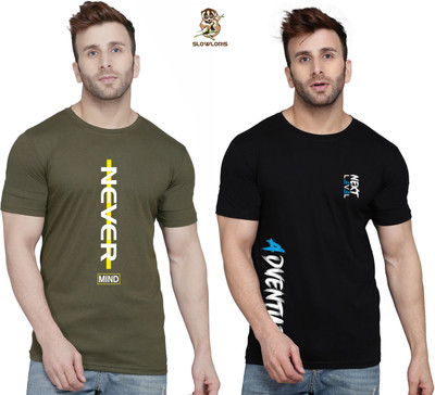 MINISTRY OF FRIENDS Printed Men Round Neck Black, Dark Green T-Shirt