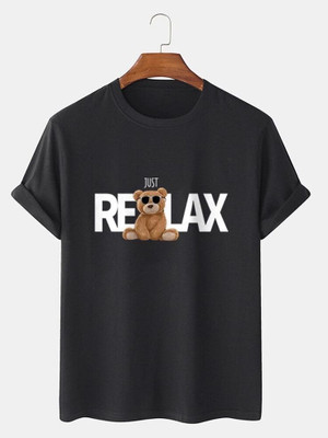 Ruhkart Creations Printed Men Round Neck Black T-Shirt