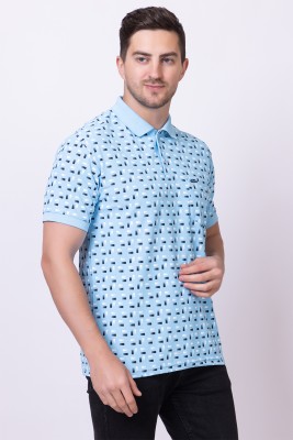 EYEANDTRY Printed Men Polo Neck Blue T-Shirt