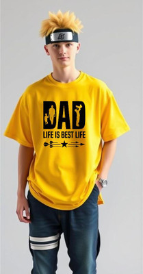 BLOSSOMTRADER Printed Men Round Neck Yellow T-Shirt