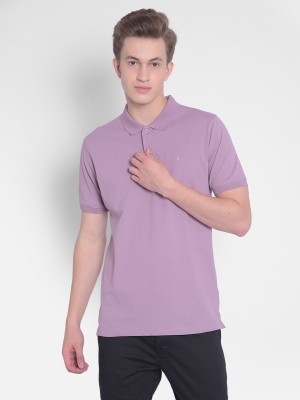 CRIMSOUNE CLUB Solid Men Polo Neck Purple T-Shirt