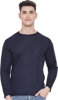 Bhadawar creations Solid Men Round Neck Dark Blue T-Shirt