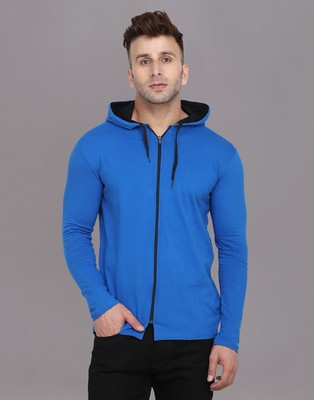 tfurnish Solid Men Hooded Neck Blue T-Shirt