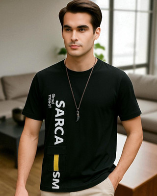Autna Printed Men Round Neck Black T-Shirt