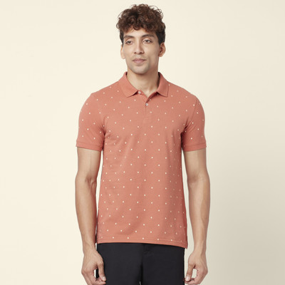 Byford by Pantaloons Printed Men Polo Neck Orange T-Shirt