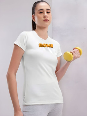 SZN Graphic Print Women Round Neck White T-Shirt