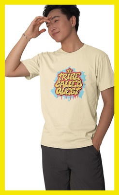Streetfluencer Printed Men Round Neck Beige T-Shirt