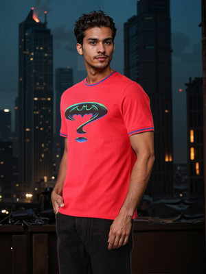 The Indian Garage Co. Printed Men Crew Neck Pink T-Shirt