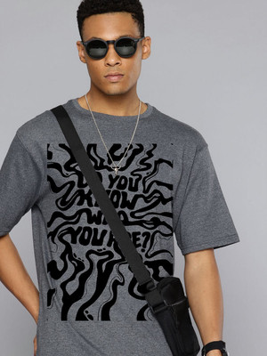 Moda Rapido Graphic Print Men Round Neck Grey T-Shirt