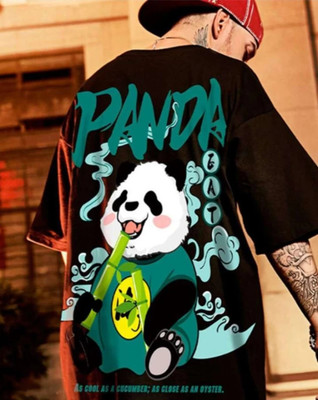 Povaxpo Graphic Print Men Round Neck Black T-Shirt