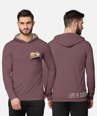 Bullmer Printed Men Hooded Neck Purple T-Shirt