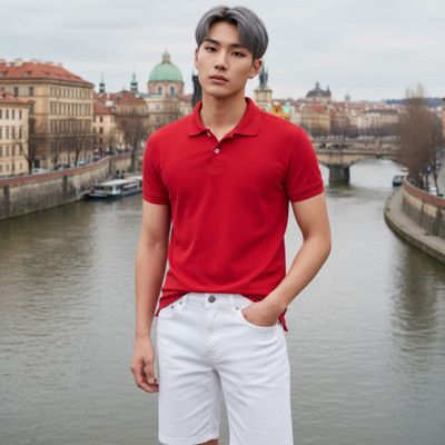 HILFIRE REGION Solid Men Polo Neck Red T-Shirt